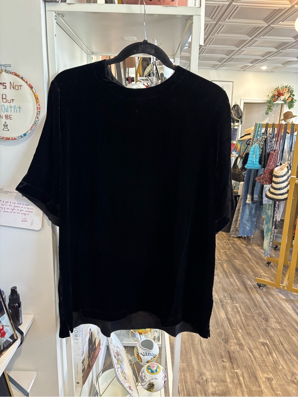 Eileen Fisher Black Velvet Short-Sleeve Tee